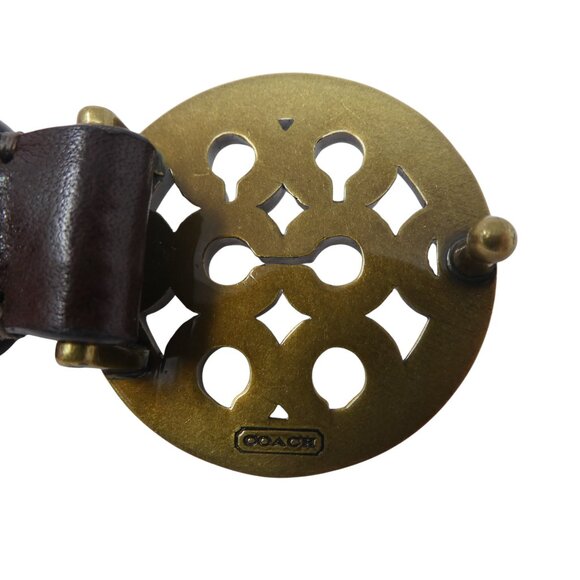 Coach Brown Leather Brass Studded Belt